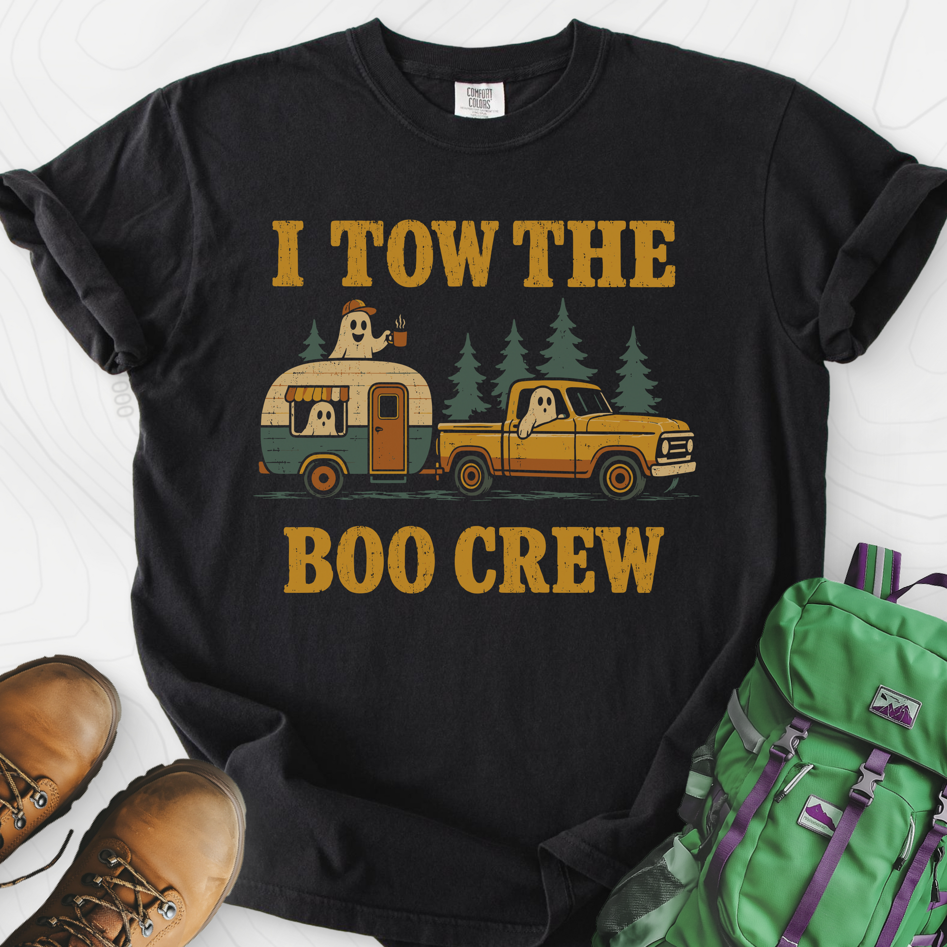 I Tow The Boo Crew Black front print heavyweight T-shirt