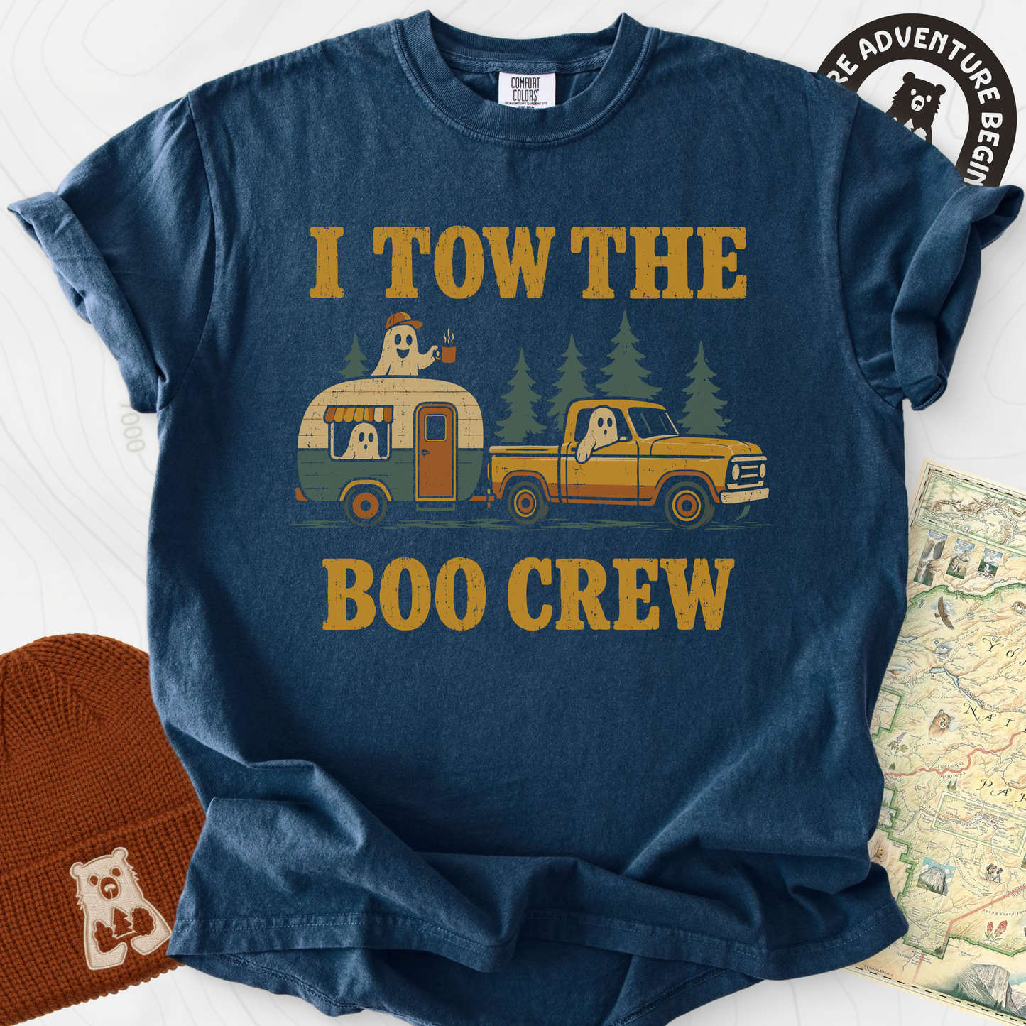 I Tow The Boo Crew Navy front print heavyweight T-shirt