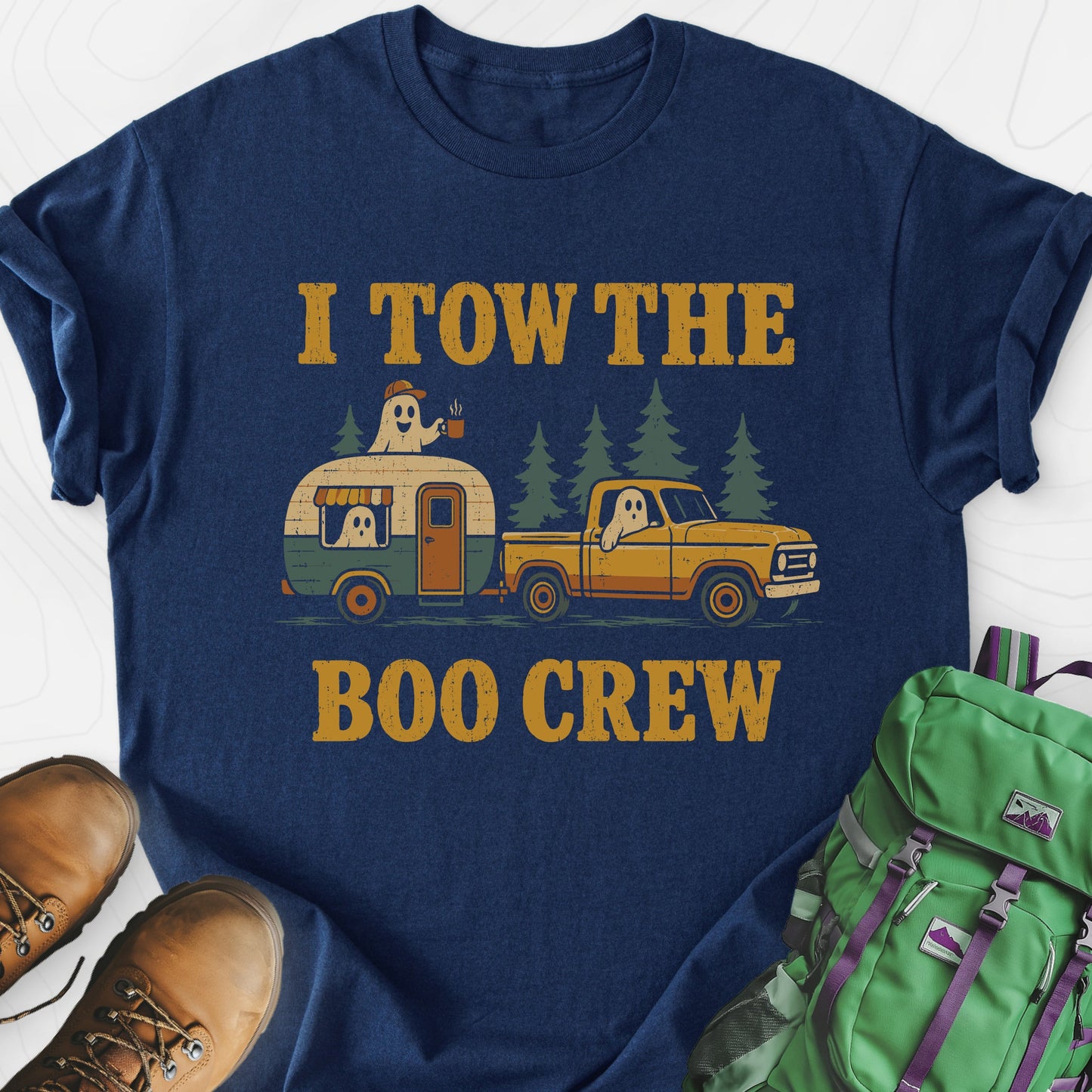 I Tow The Boo Crew Navy front print lightweight T-shirt