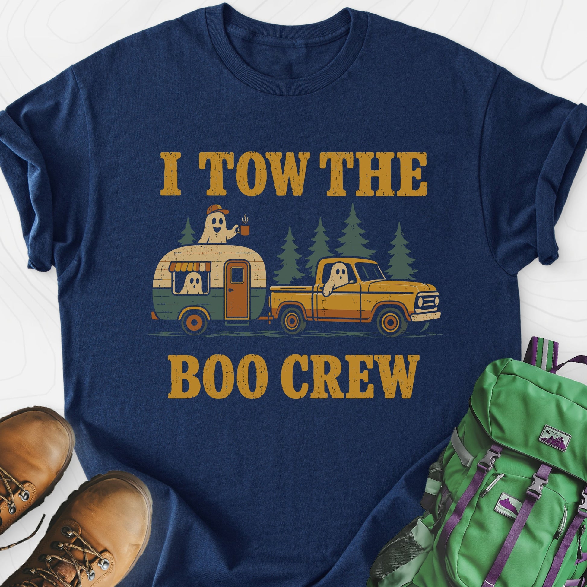 I Tow The Boo Crew Navy front print lightweight T-shirt
