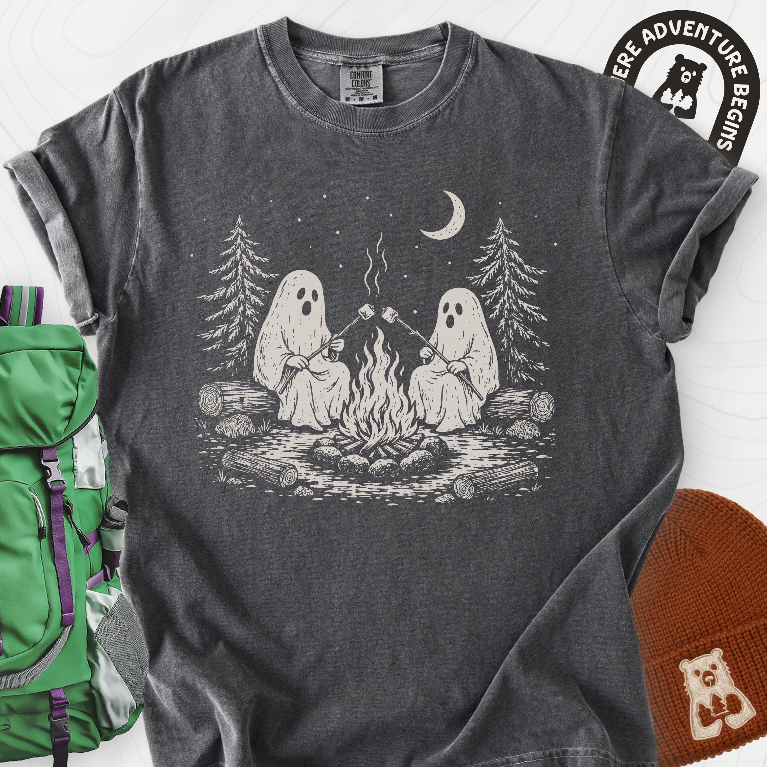 Ghostly Campfire Pepper front print heavyweight T-shirt