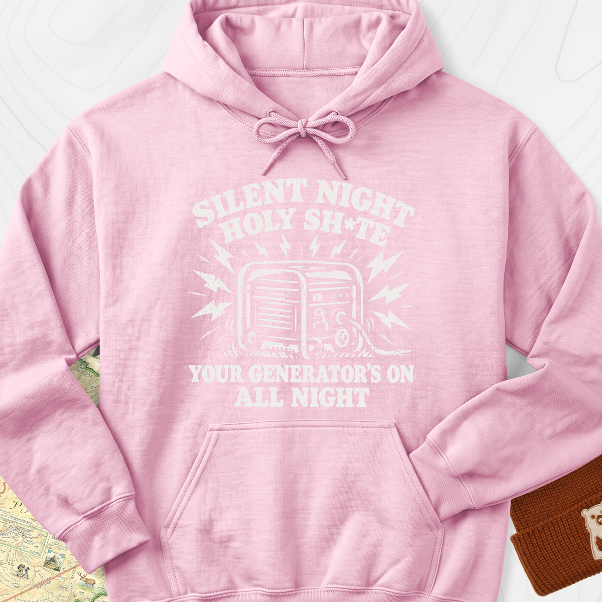 Silent Night Generator Hoodie - Light Pink