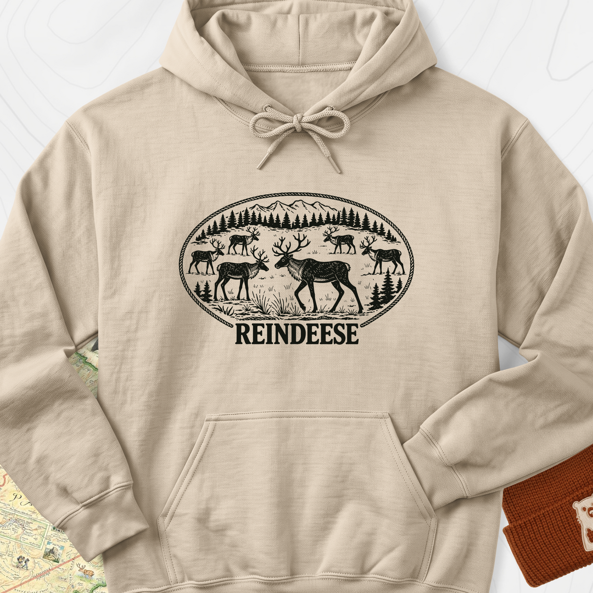 Reindeese Christmas Hoodie - Sand