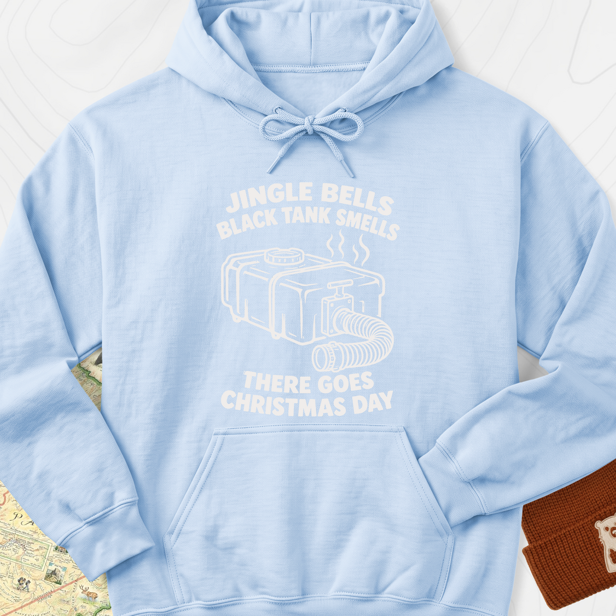 Black Tank Christmas Hoodie - Light Blue