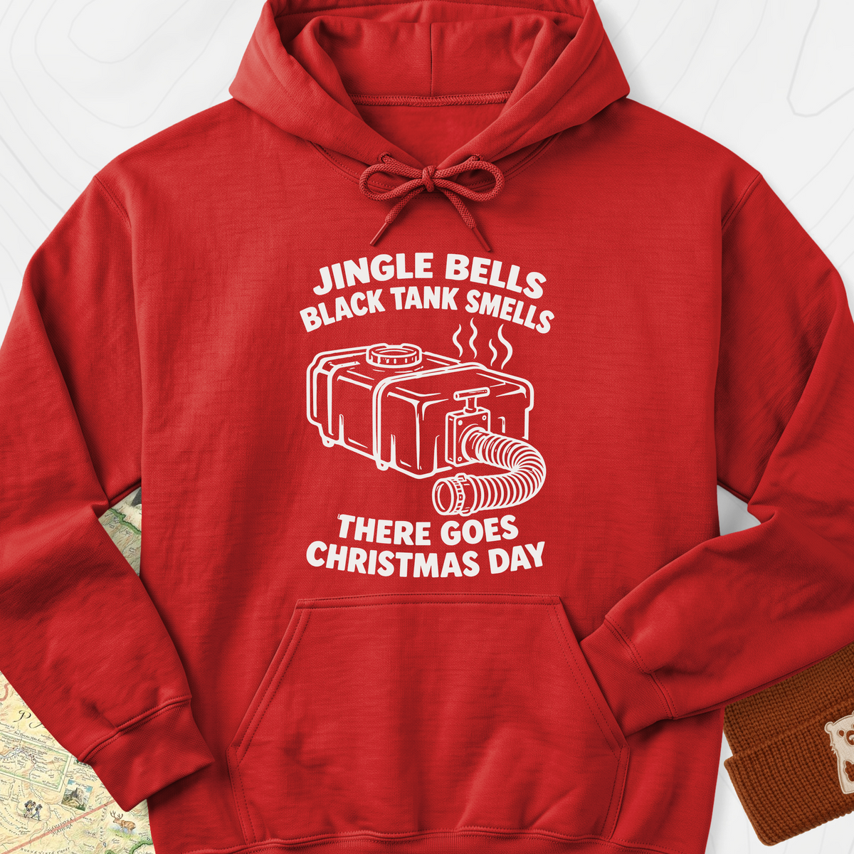Black Tank Christmas Hoodie - Red