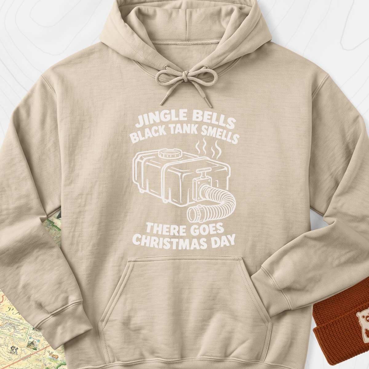 Black Tank Christmas Hoodie - Sand