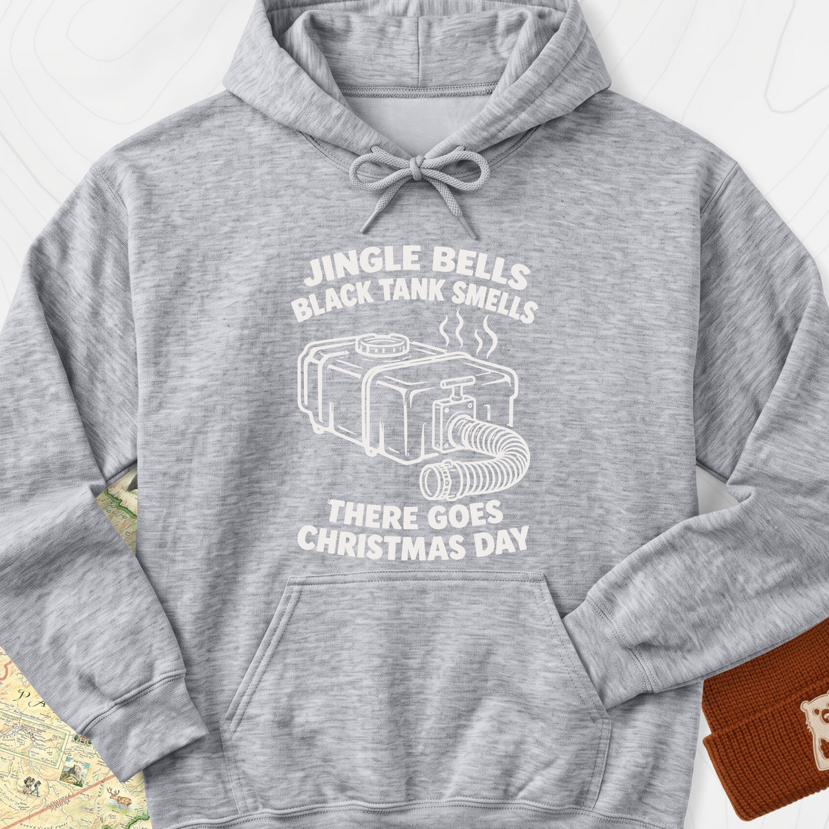 Black Tank Christmas Hoodie - Sport Grey