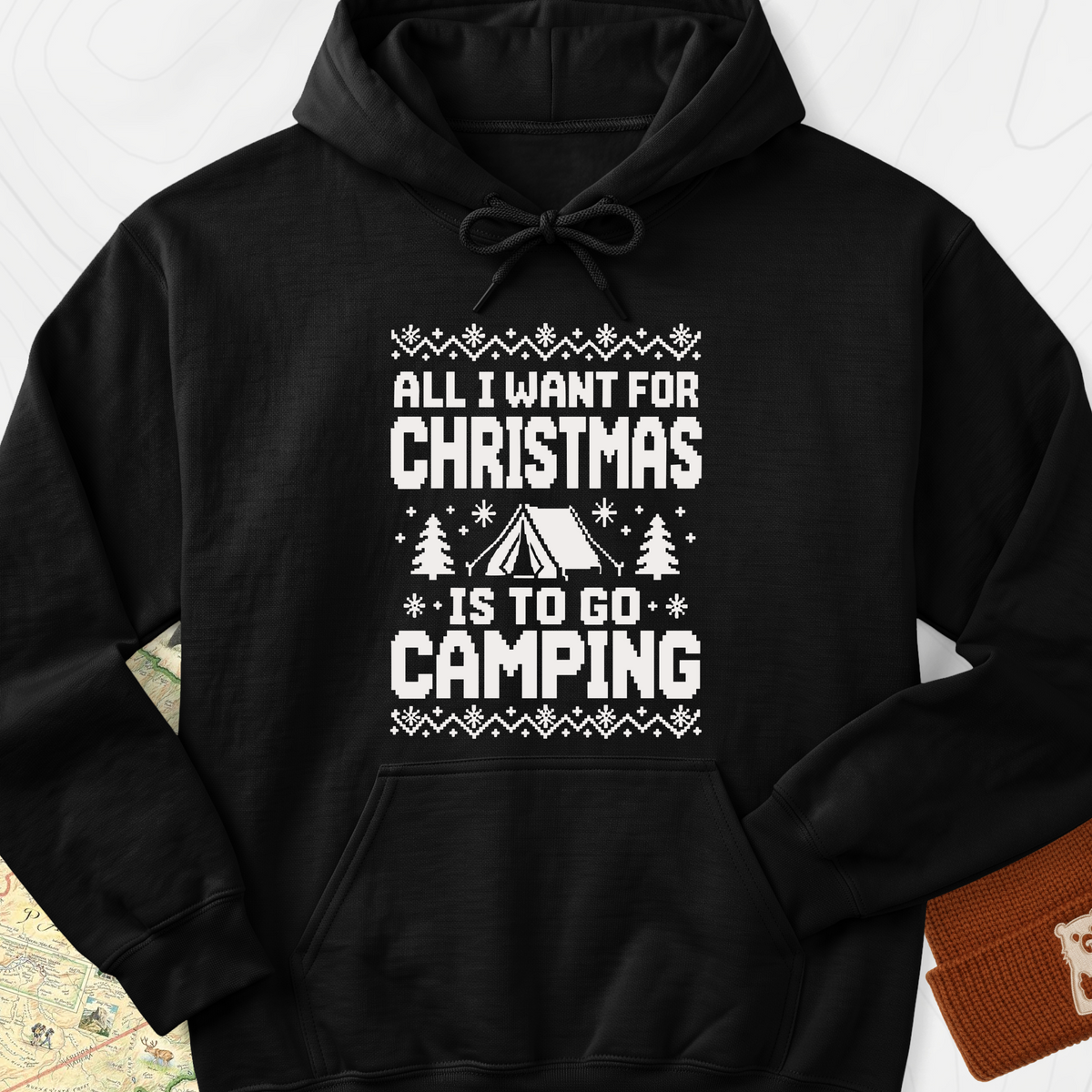 Christmas Camping Wish Hoodie - Black