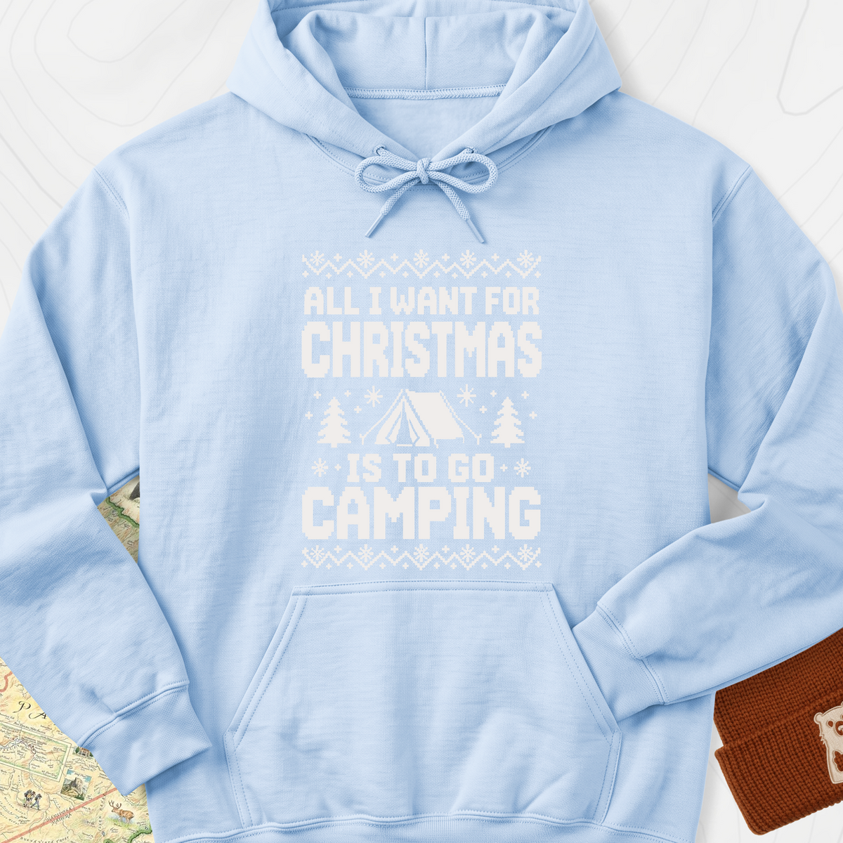 Christmas Camping Wish Hoodie - Light Blue