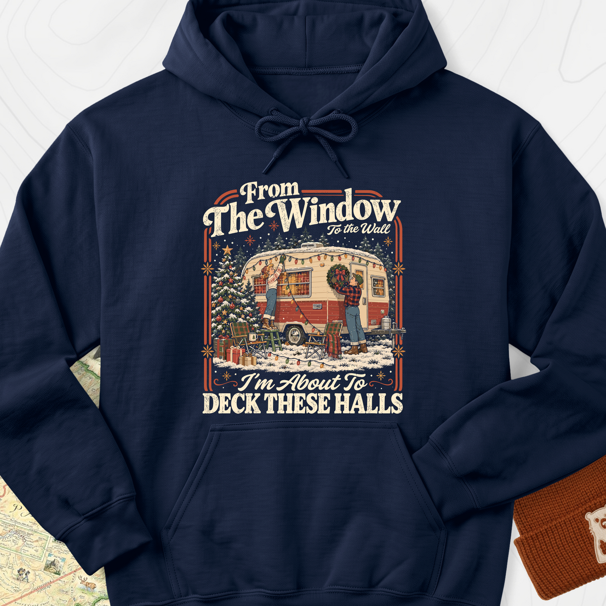 Deck These Halls Camper Hoodie - Navy