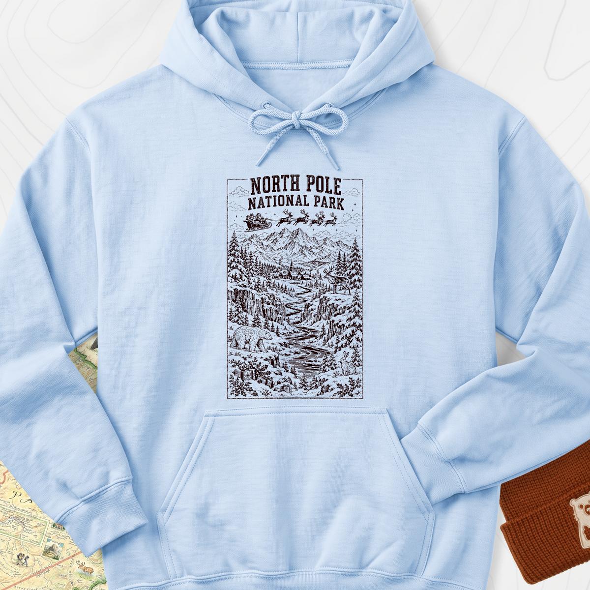North Pole National Park Hoodie - Light Blue
