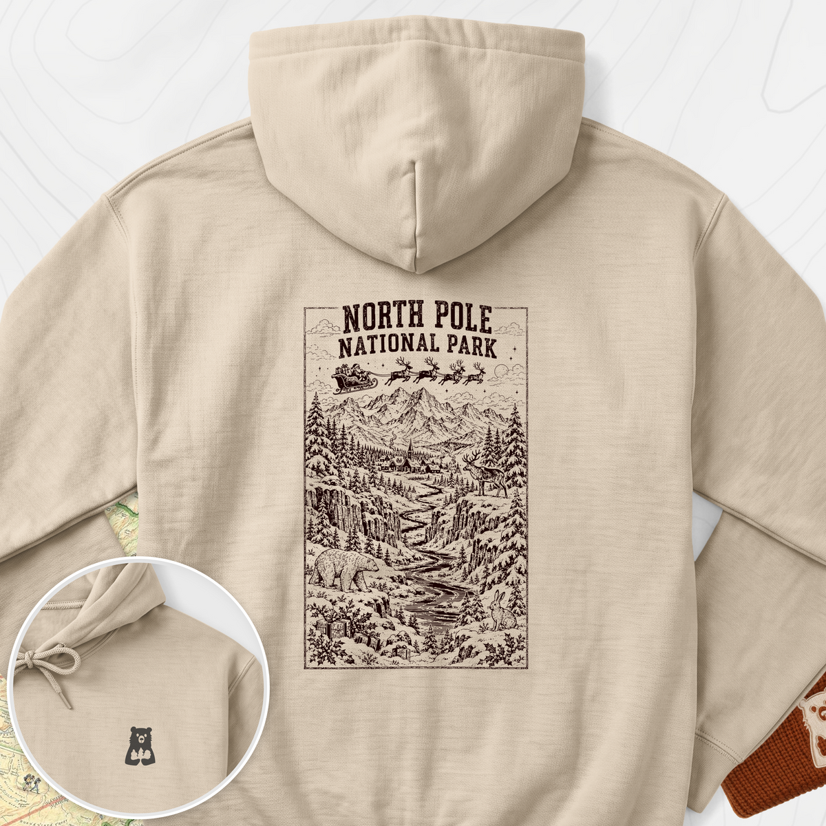 North Pole National Park Back Print Hoodie - Sand