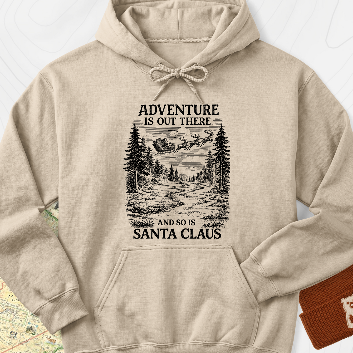 Santa Adventure Awaits Hoodie - Sand