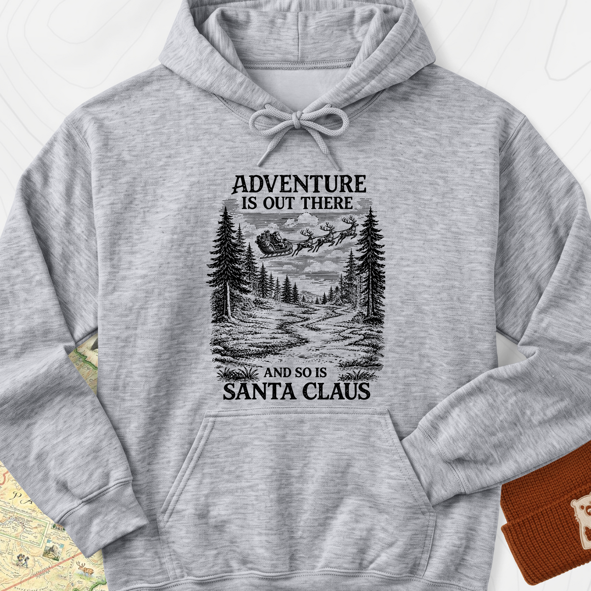 Santa Adventure Awaits Hoodie - Sport Grey