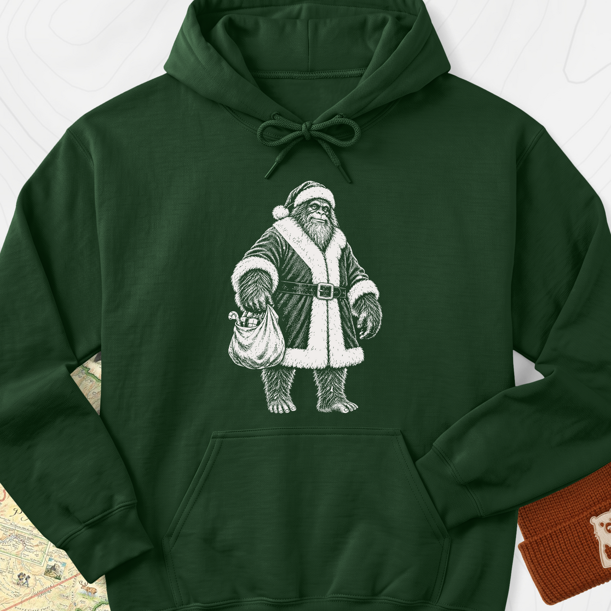 Bigfoot Santa Sack Hoodie - Forest Green
