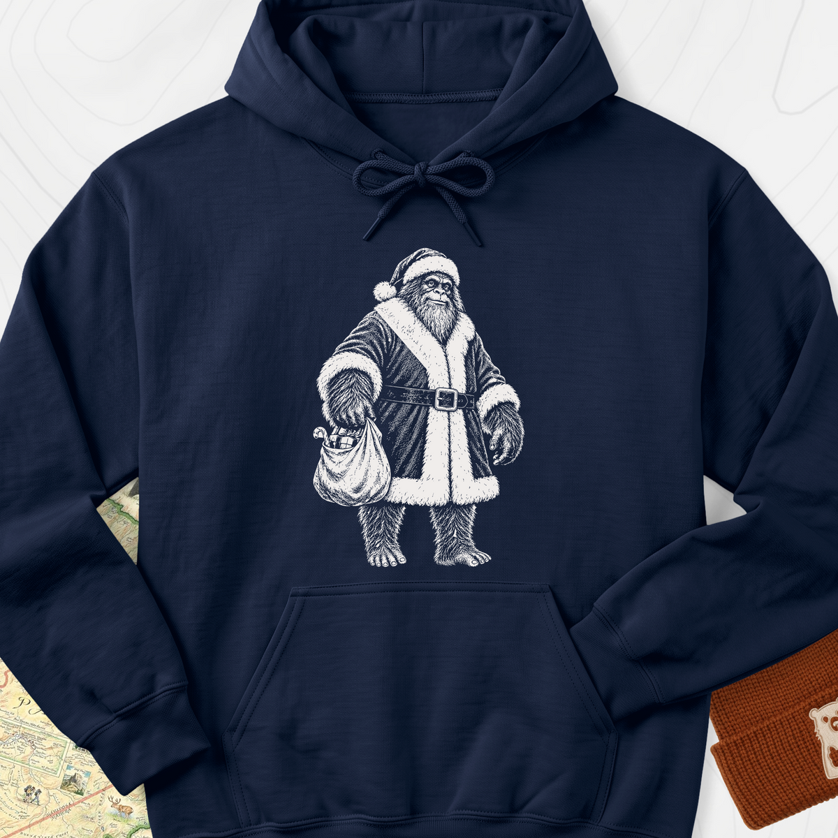 Bigfoot Santa Sack Hoodie - Navy