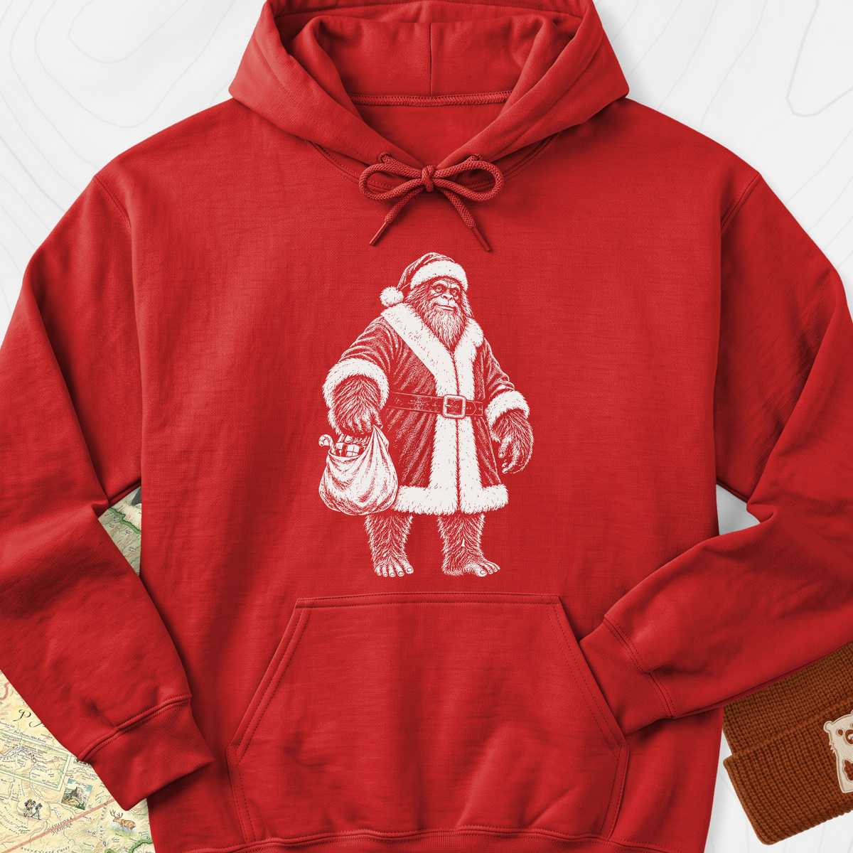 Bigfoot Santa Sack Hoodie - Red