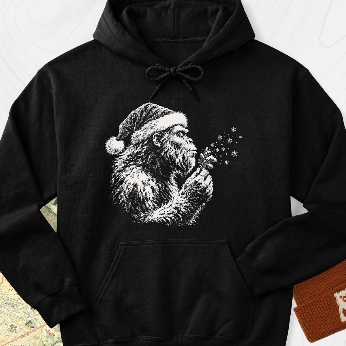 Bigfoot Snow Wishes Hoodie - Black