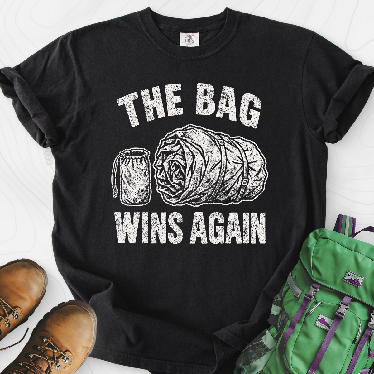The Bag Wins Again T-Shirt — Black — Front print [studio:1iROGfdhhStedjNEgxQLH6zZmESPhKcsd]