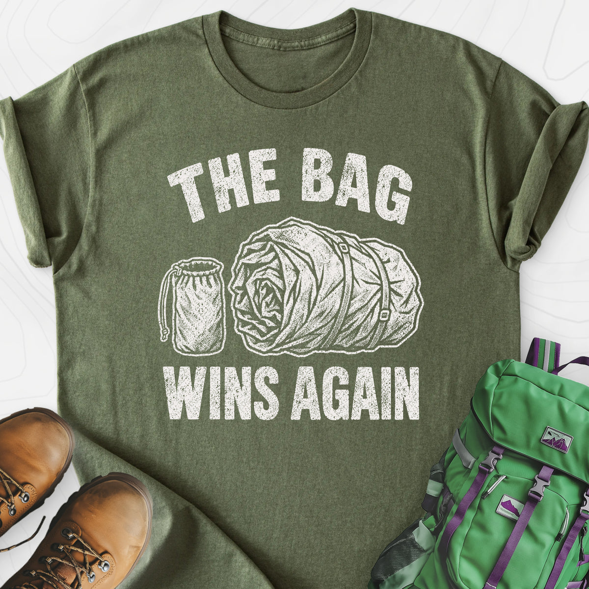 The Bag Wins Again Lightweight T-Shirt — Military Green — Front print [studio:1fi3xZyLG2nhVZPi1GhB8vcCVSA9chBjH]