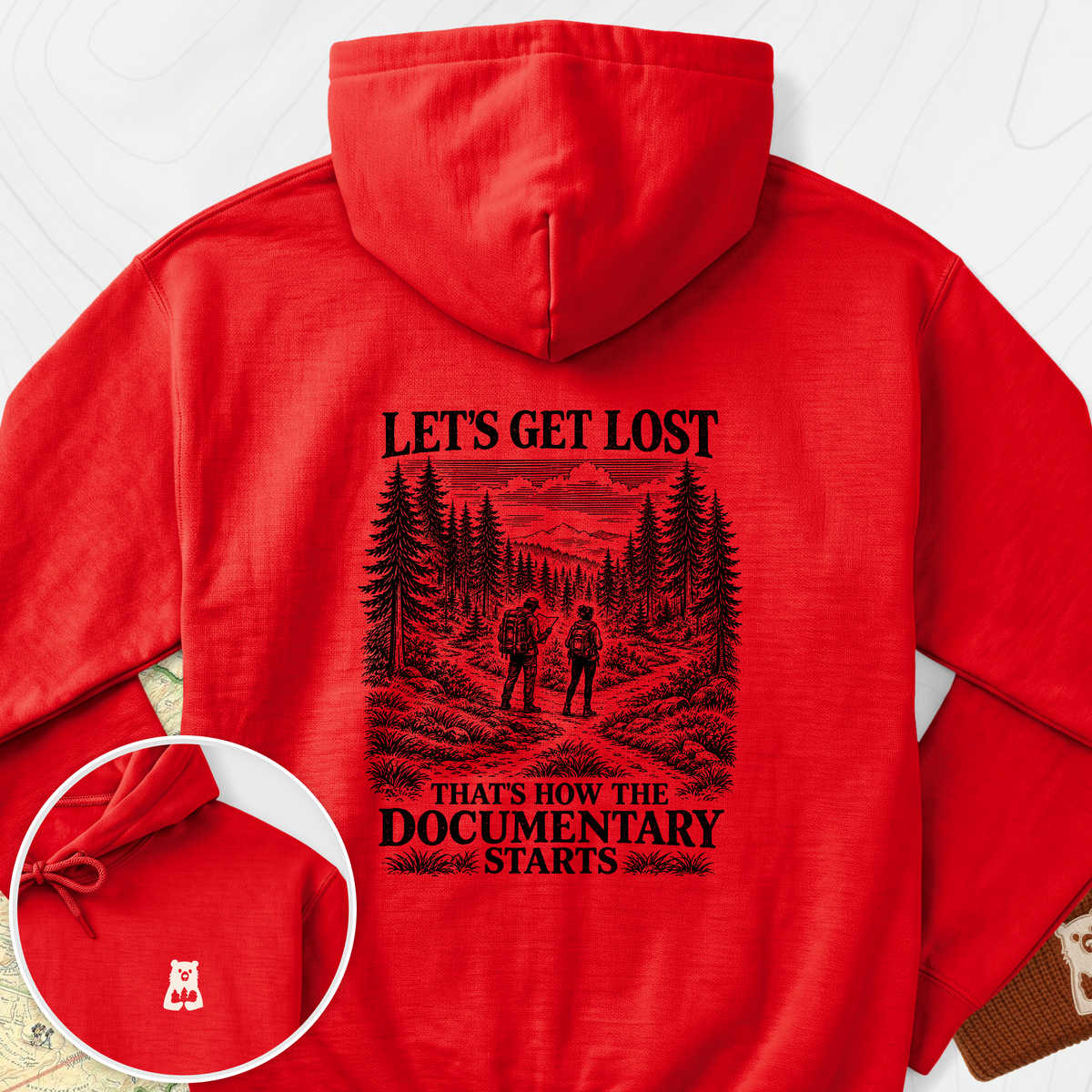That's How the Documentary Starts Back Print Hoodie — Red — Back print [studio:16WiT38DYtkm3RDS-hhDQjGQNBXnduGU6]