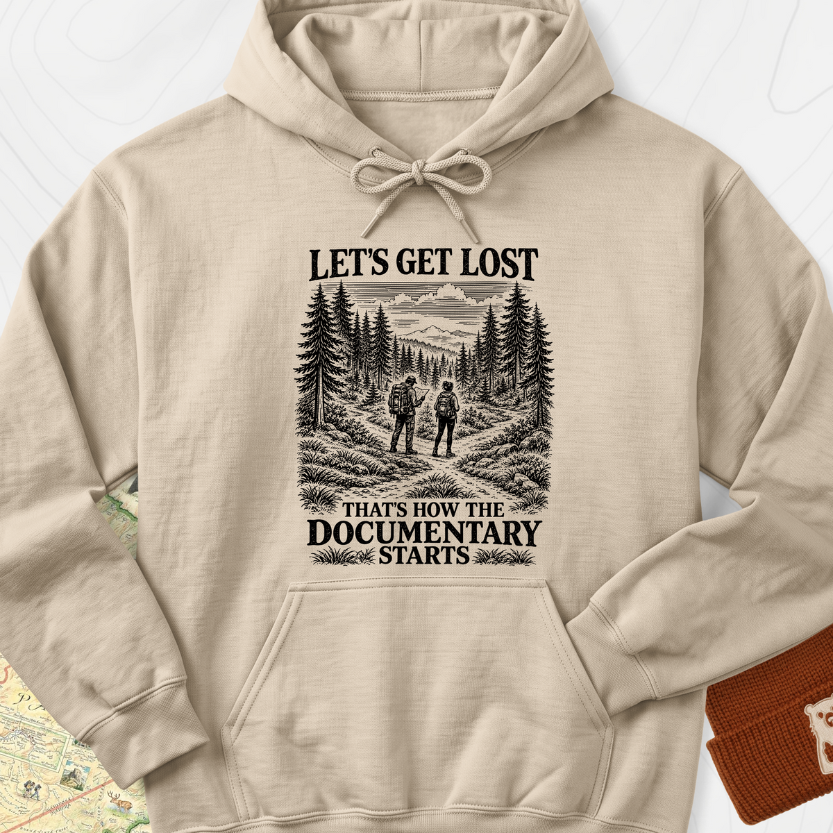 That's How the Documentary Starts Hoodie — Sand — Front print [studio:1tXTHnkG-0KALlrOfbhO-2qG-7d6wcSfk]