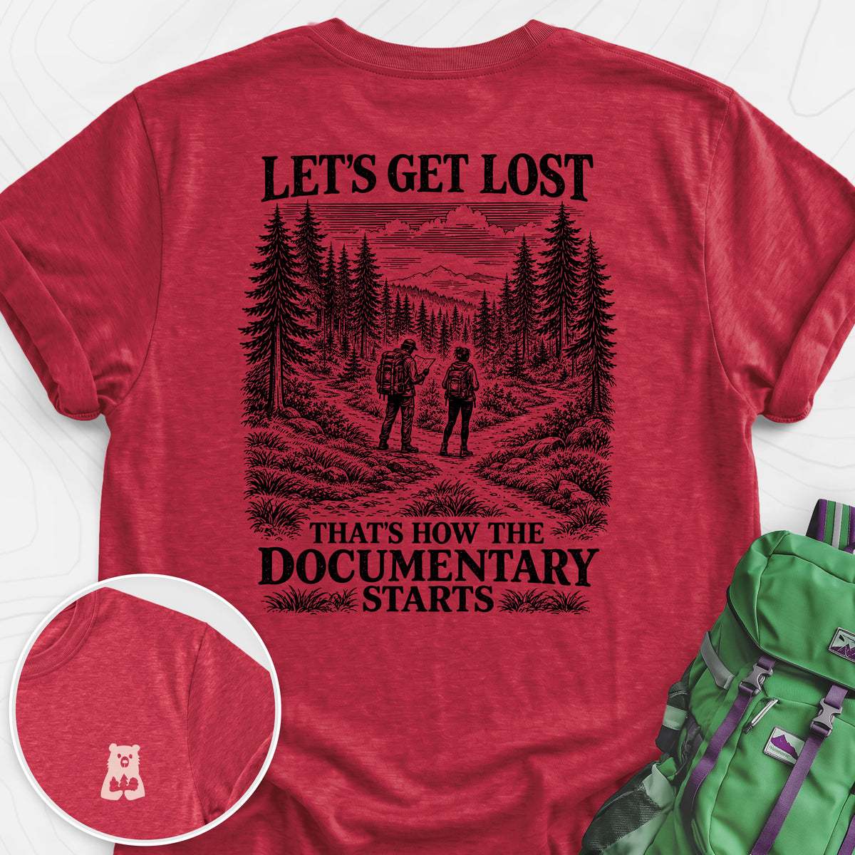 That's How the Documentary Starts Back Print Lightweight T-Shirt — Heather Red — Back print [studio:1JQoAtm1Xx46isQO_8qFZfe-4m25fcDFv]