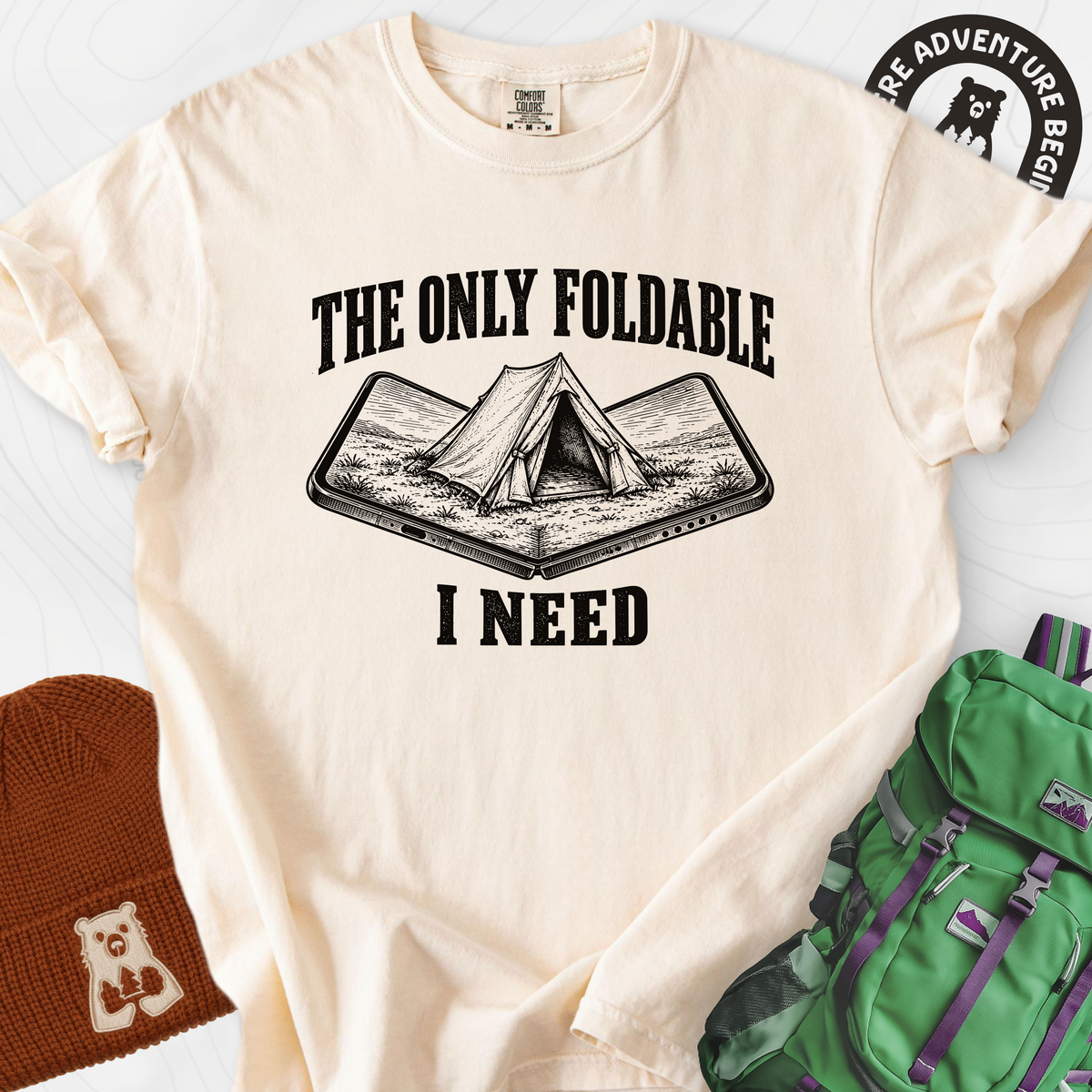 The Only Foldable I Need T-Shirt — Ivory — Front print [studio:17_gwnRk6nsha2GZC1YwrM5fwKYJsQGBY]