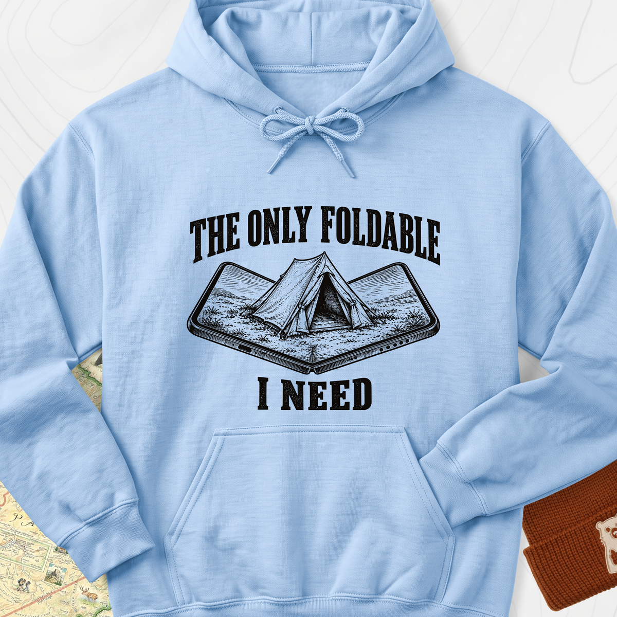 The Only Foldable I Need Hoodie — Light Blue — Front print [studio:1-_Zs_4fA-MPa7nLIczDb1_8WNFnFZA3z]