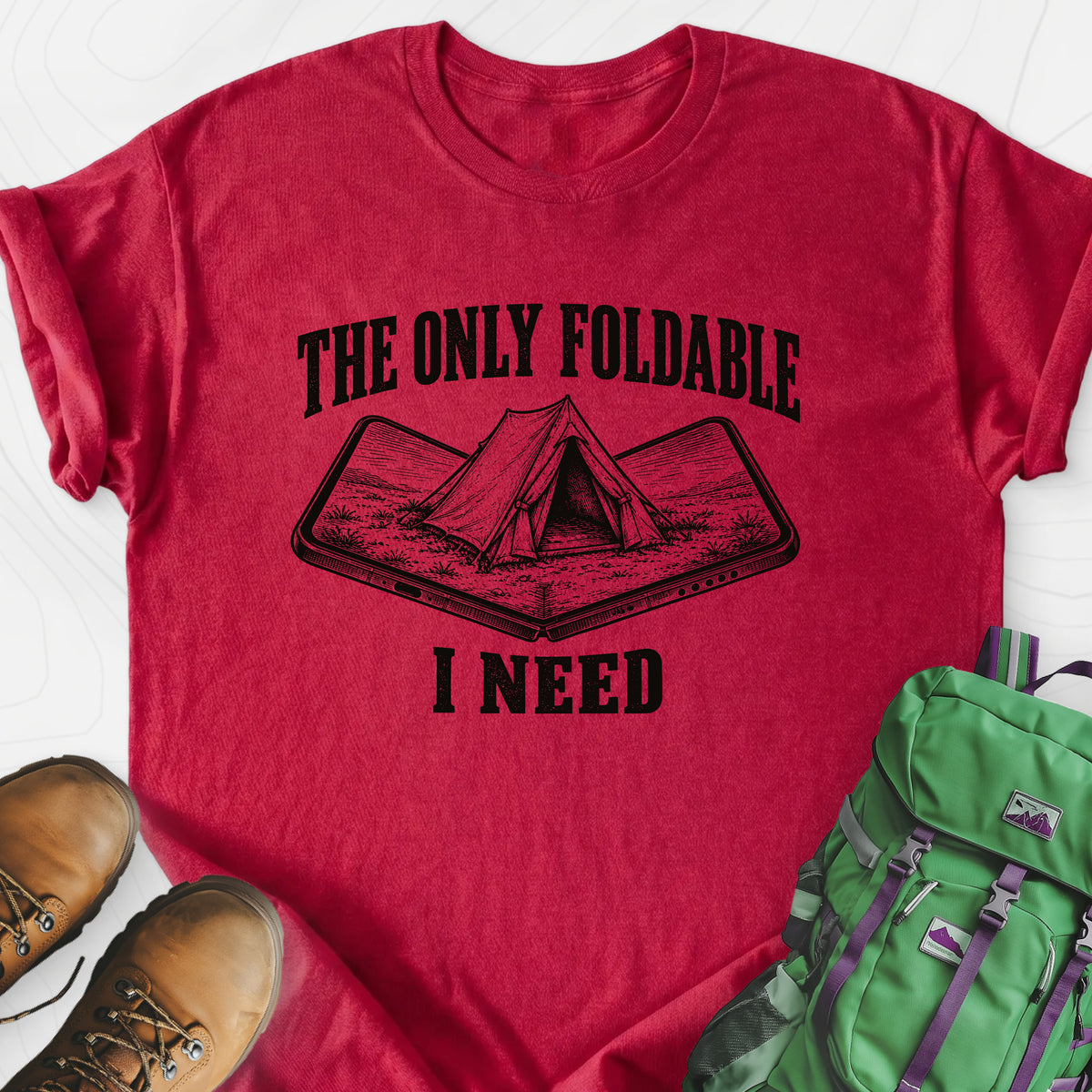 The Only Foldable I Need Lightweight T-Shirt — Heather Red — Front print [studio:1roEGZZ5ujj8bQQurP4rHakBcl6N5yHZA]