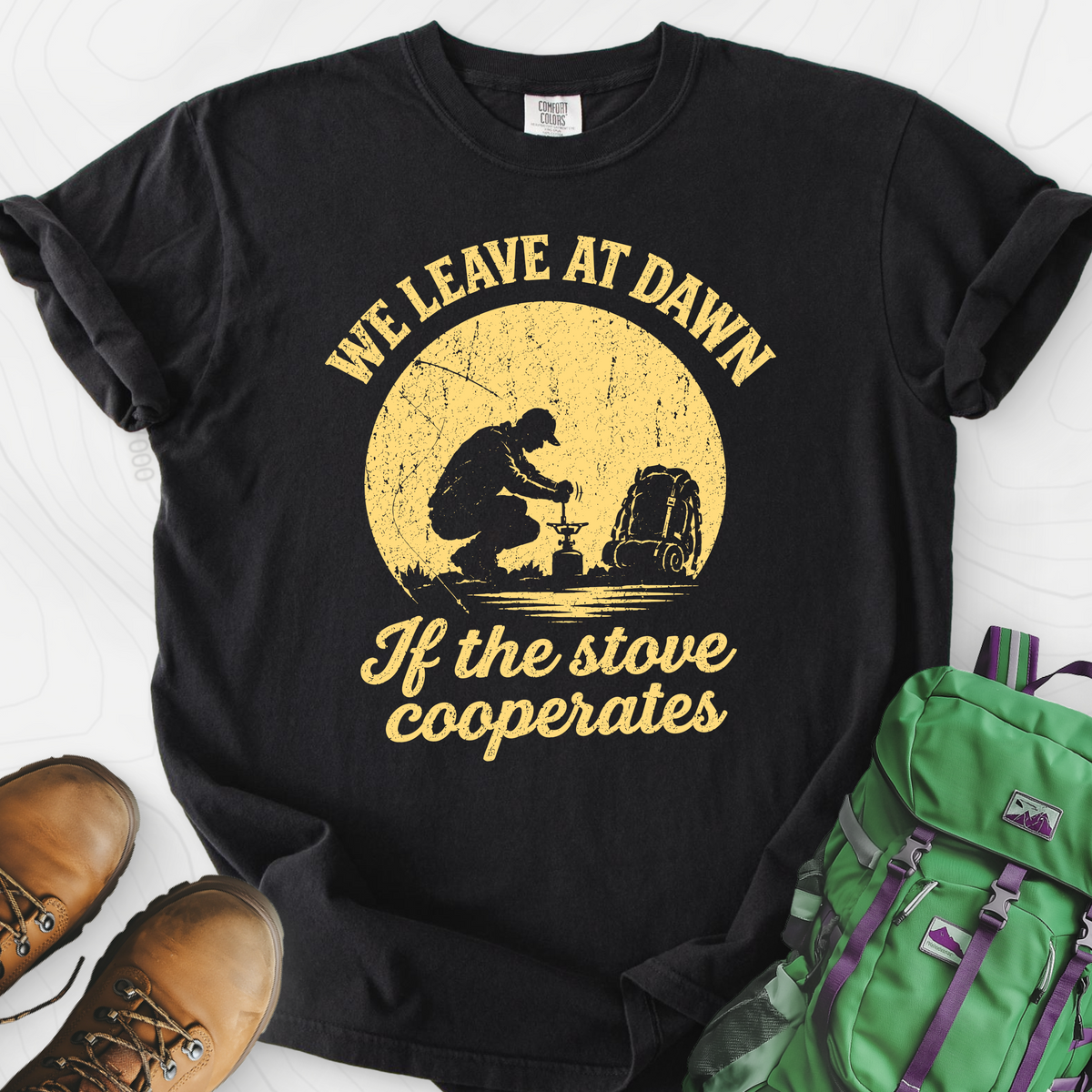We Leave at Dawn T-Shirt — Black — Front print [studio:1s9a-ChRL_dZ8tY7rZXU5vpM4JCzfbifR]
