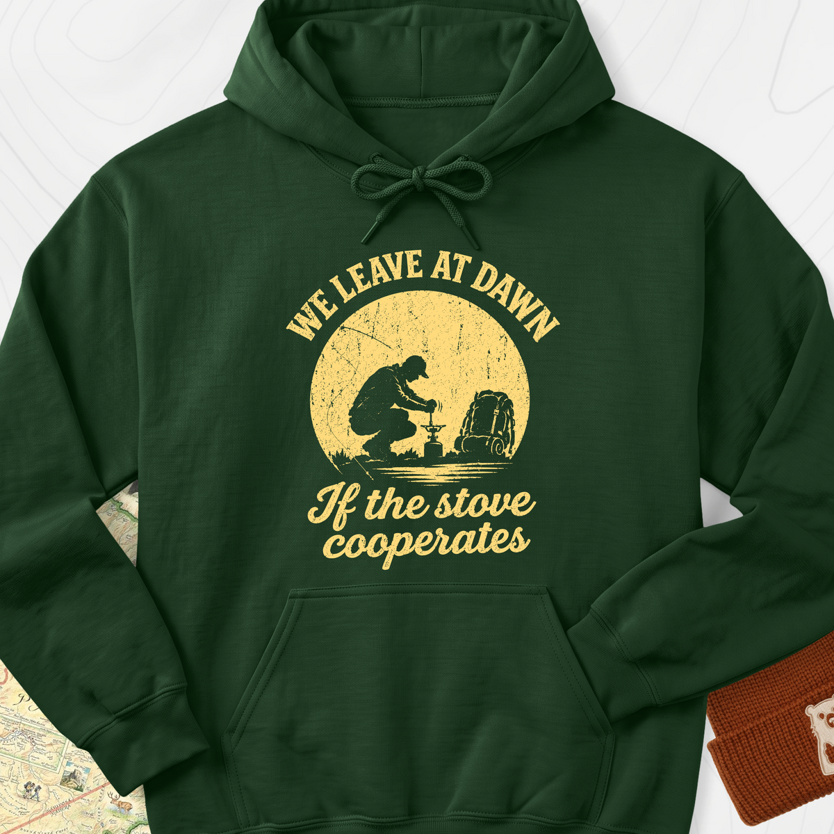 We Leave at Dawn Hoodie — Forest Green — Front print [studio:1ZNHO1xKXD1zuHubufkvfl7E1vr777vTD]