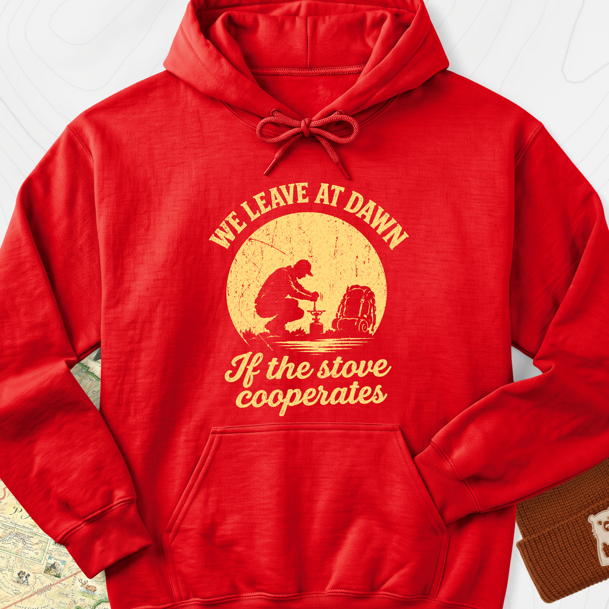 We Leave at Dawn Hoodie — Red — Front print [studio:1fLFyHcZJ0HjHWwqAKqCbcxNxVEzRi7sw]