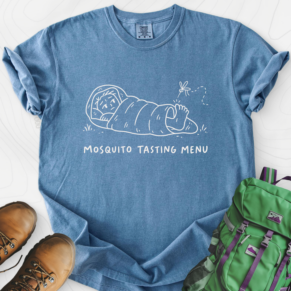 Mosquito Tasting Menu T-Shirt — Blue Jean — Front print [studio:1QnurtFqTrSDaTVzzOf4bAVtTZqglTrYi]