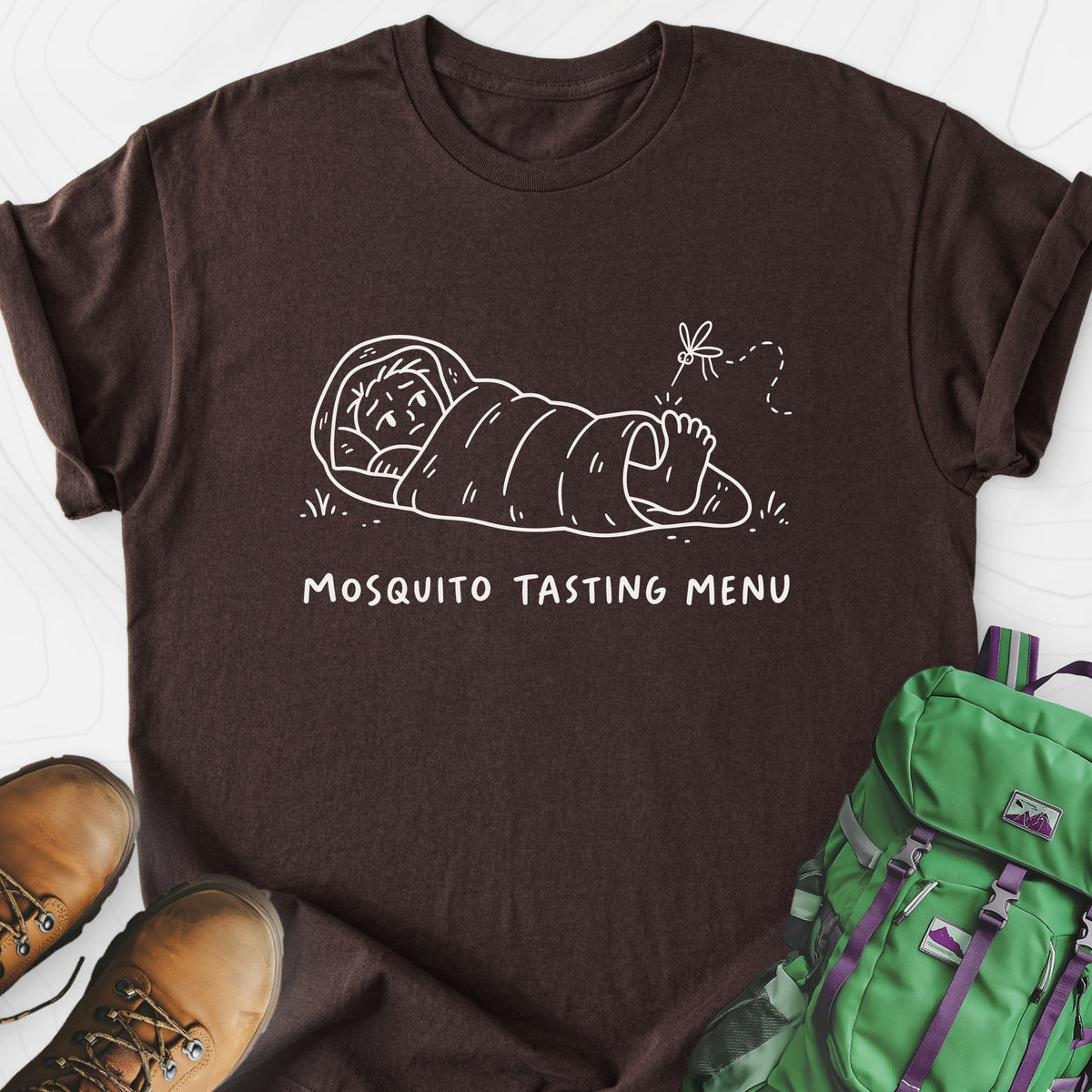 Mosquito Tasting Menu Lightweight T-Shirt — Dark Chocolate — Front print [studio:1l0E49jj9xyeSWS2IytTNjfe87YEeCsZa]