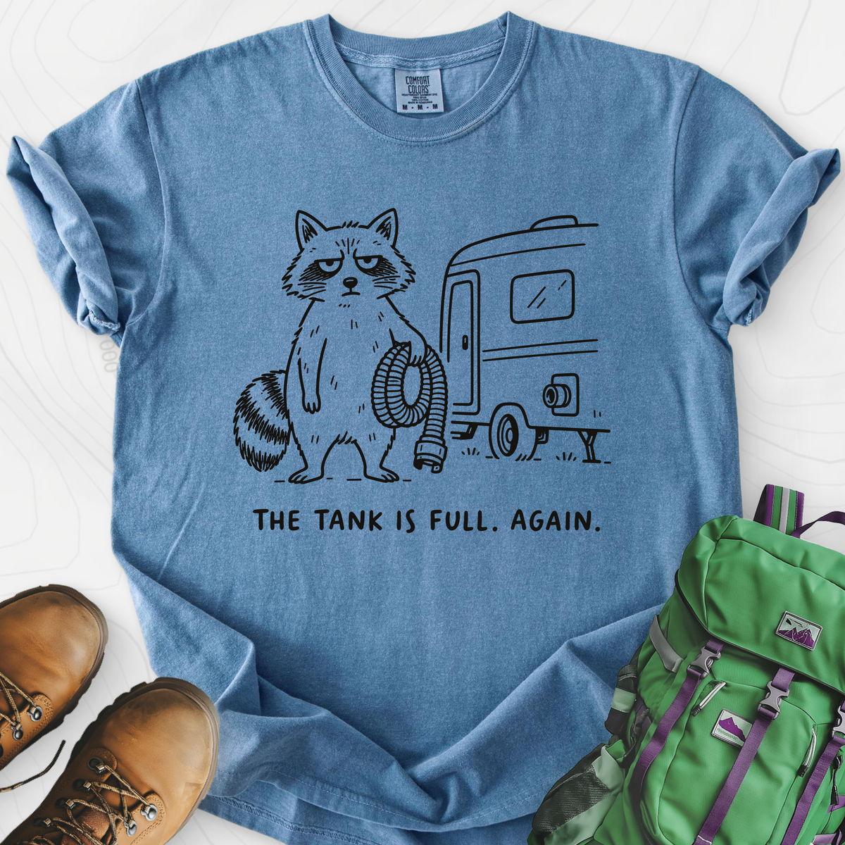 The Tank Is Full Again T-Shirt — Blue Jean — Front print [studio:1l4M4aHL_NplSzVhGWbYv1t-Q3RkywPRn]