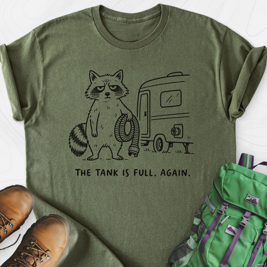 The Tank Is Full Again Lightweight T-Shirt — Military Green — Front print [studio:1x8f_ID_mWcUIiCzkymCLYB4V0xtyAxAQ]