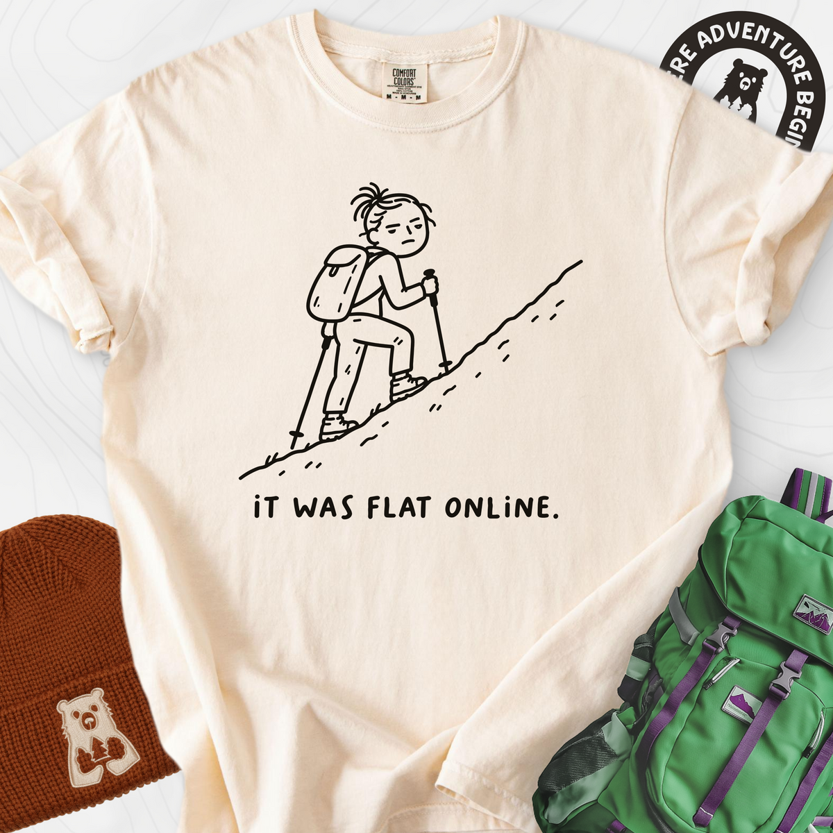 It Was Flat Online T-Shirt — Ivory — Front print [studio:1Bwo3mxUma2f6ykNLb8-P5y7R7eJ_6YxV]