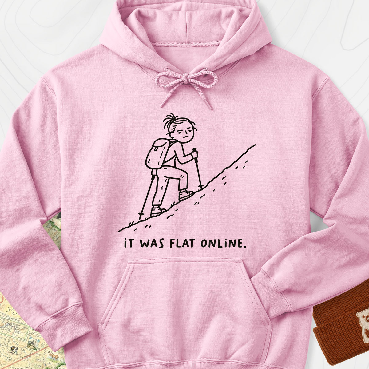 It Was Flat Online Hoodie — Light Pink — Front print [studio:1jT74hc0Ri_uQixsJtOKod70gesL4Na5d]
