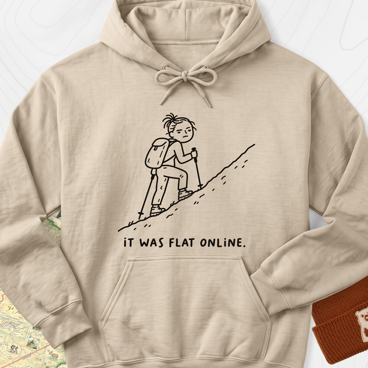 It Was Flat Online Hoodie — Sand — Front print [studio:1fM4mheBY4ZYiIGX_WFo8qmRDP0S52Yy3]