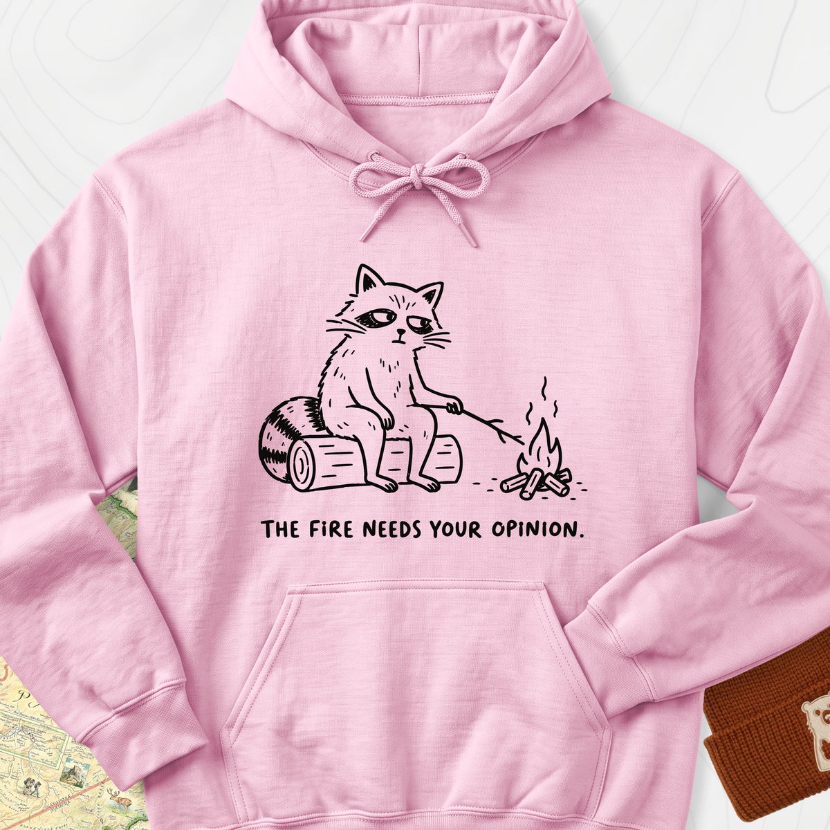 The Fire Needs Your Opinion Hoodie — Light Pink — Front print [studio:1dP0cq3zQlXJNORDdwa83BbDsFSPYLAUp]