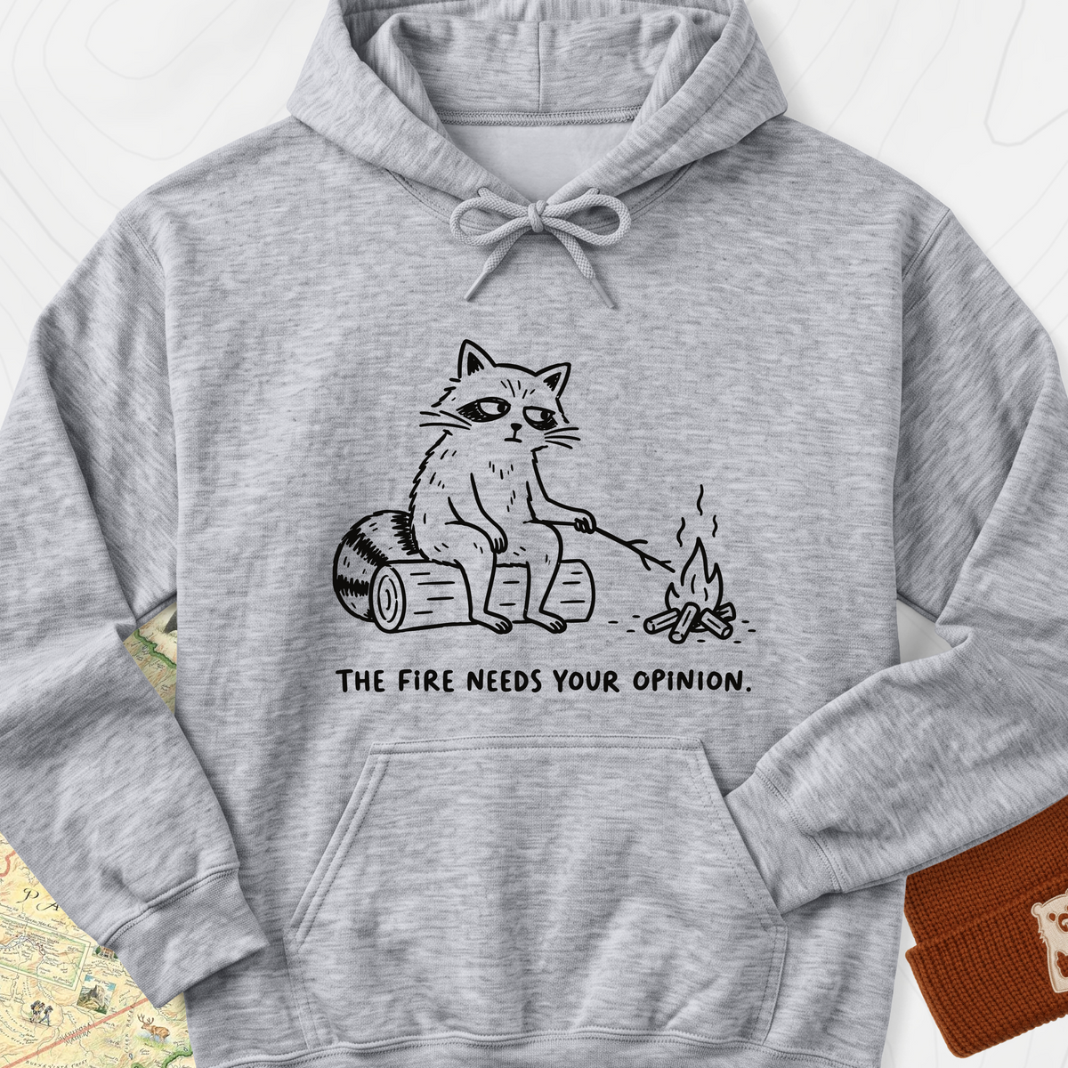 The Fire Needs Your Opinion Hoodie — Sport Grey — Front print [studio:1OkRfr8r2yr7m3cPdLNe7dAzSbnHV-ZP6]
