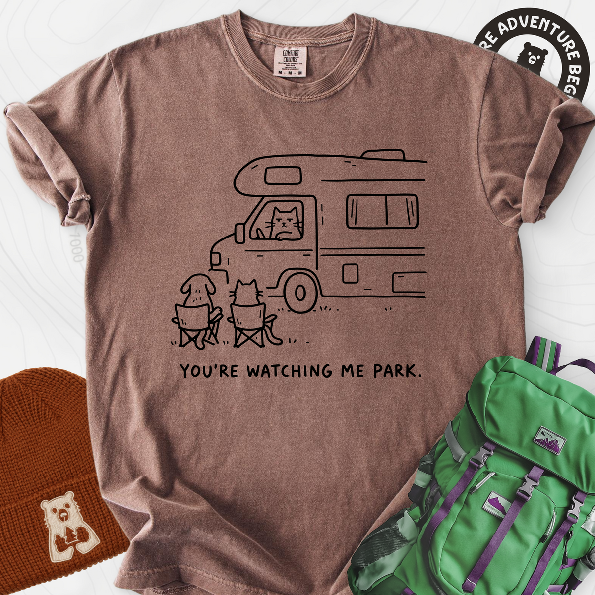 You're Watching Me Park T-Shirt — Espresso — Front print
