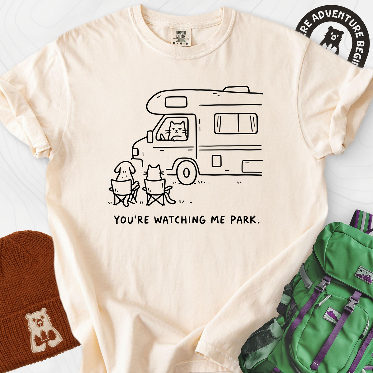 You're Watching Me Park T-Shirt — Ivory — Front print