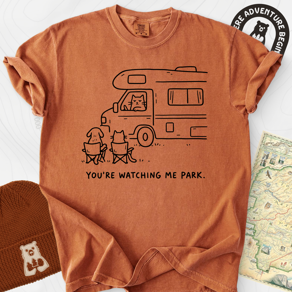 You're Watching Me Park T-Shirt — Yam — Front print