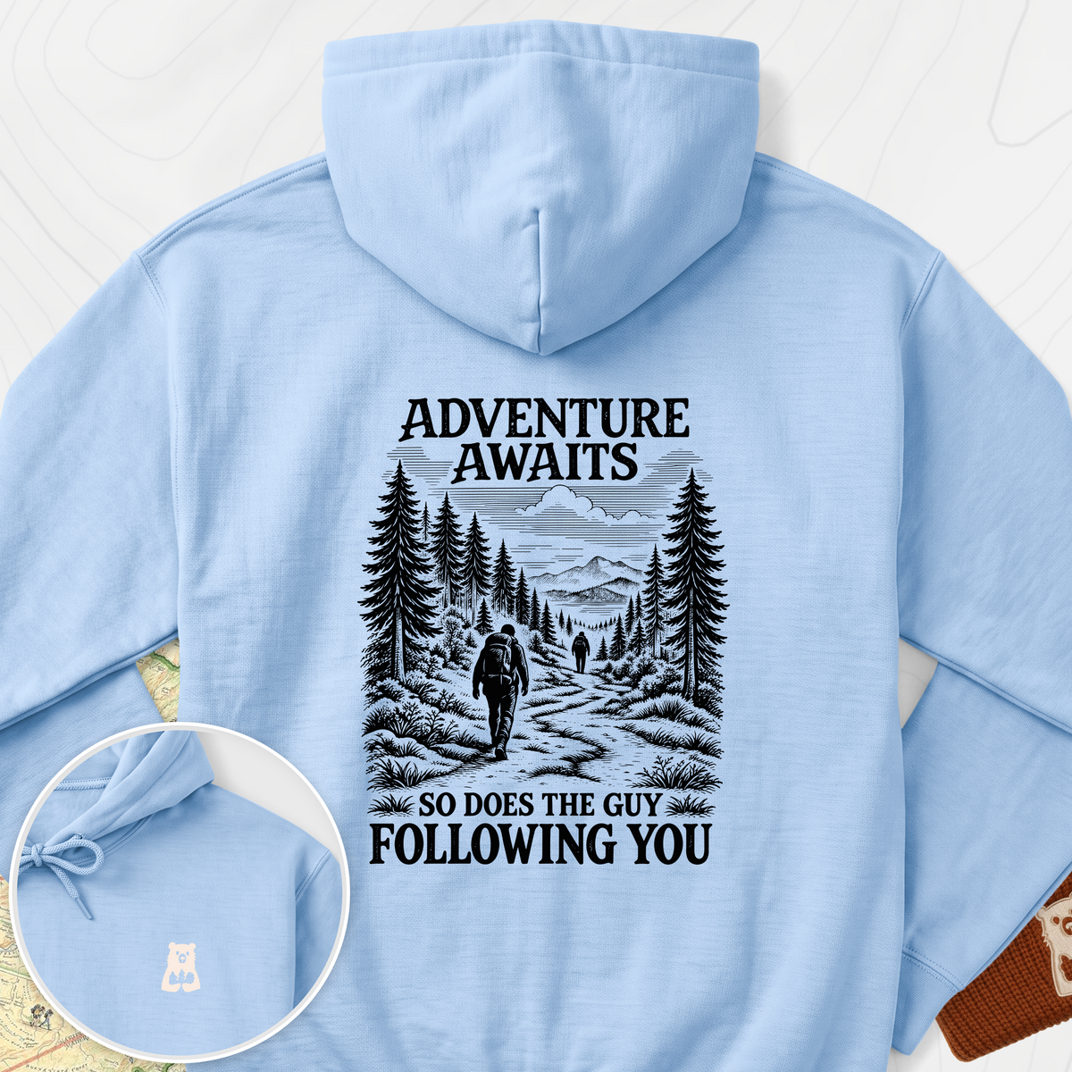 Adventure Awaits Stalker Back Print Hoodie — Light Blue — Back print [studio:1X7g8flHrhu8_7Ezmcih2XktYjCxQ1nJc]