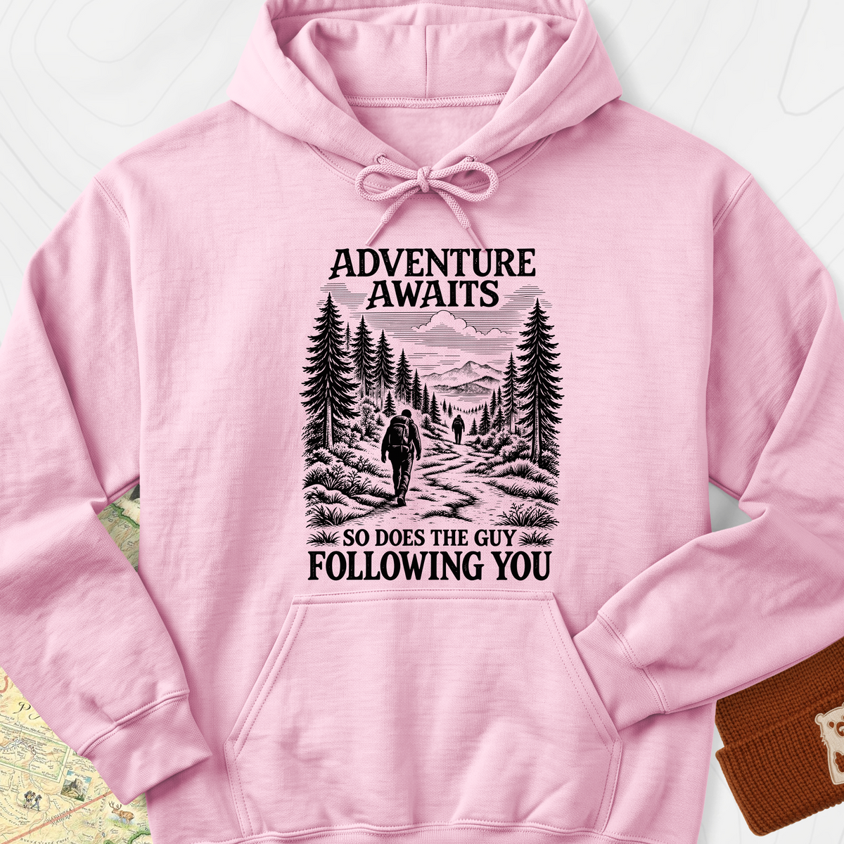Adventure Awaits Stalker Hoodie — Light Pink — Front print [studio:1TkLcTwAODBj3bP_VscKXsZLKehRB3blM]