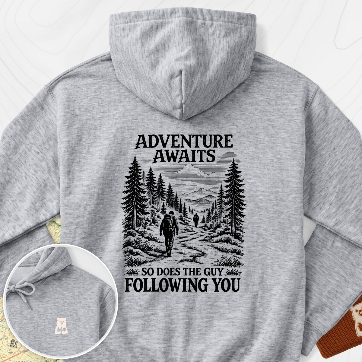Adventure Awaits Stalker Back Print Hoodie — Sport Grey — Back print [studio:17rNqCgOhyt0556W81qCUDNfTxVGJeusA]