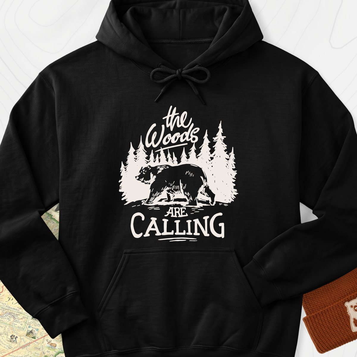 The Woods T-Shirt Hoodie - Black