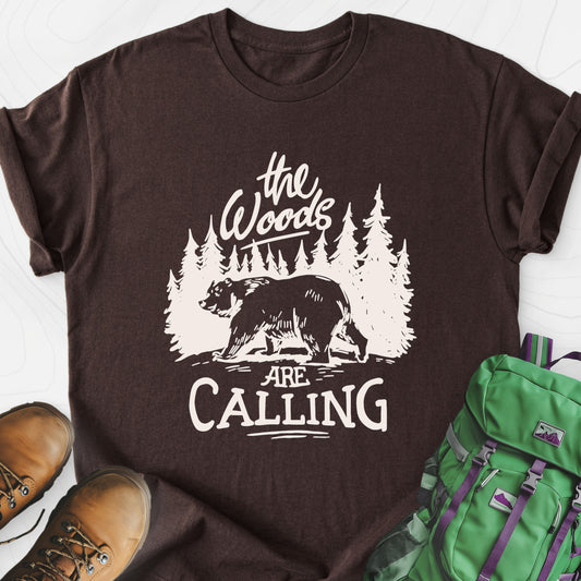 The Woods T-Shirt Dark Chocolate front print lightweight T-shirt